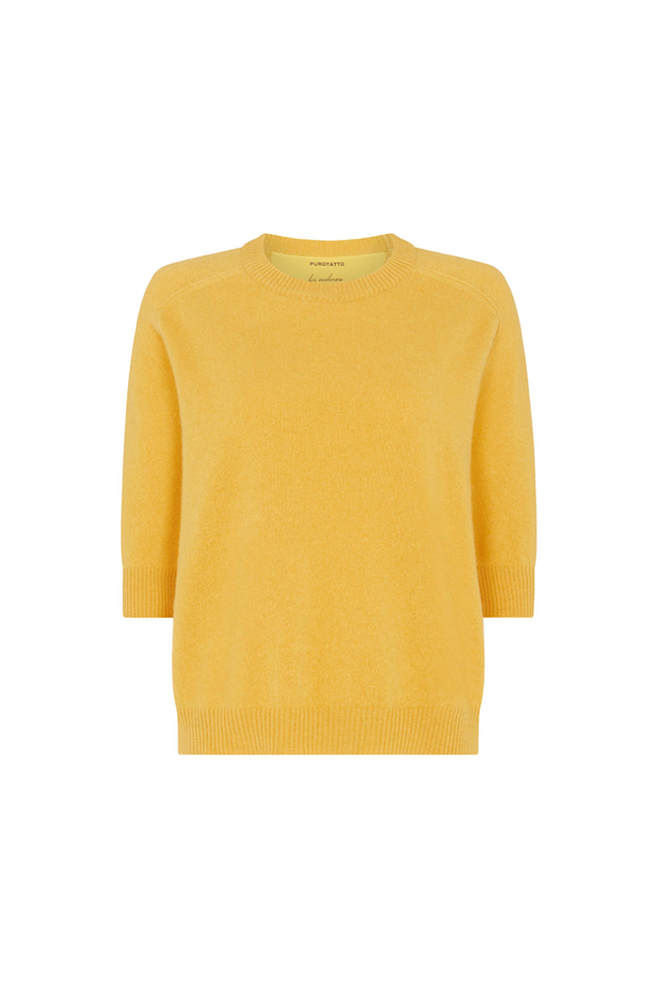 Gold Cashmere Half Sleeve Sweater