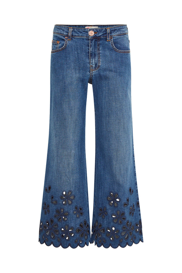 Broderie Anglaise Cropped Jeans