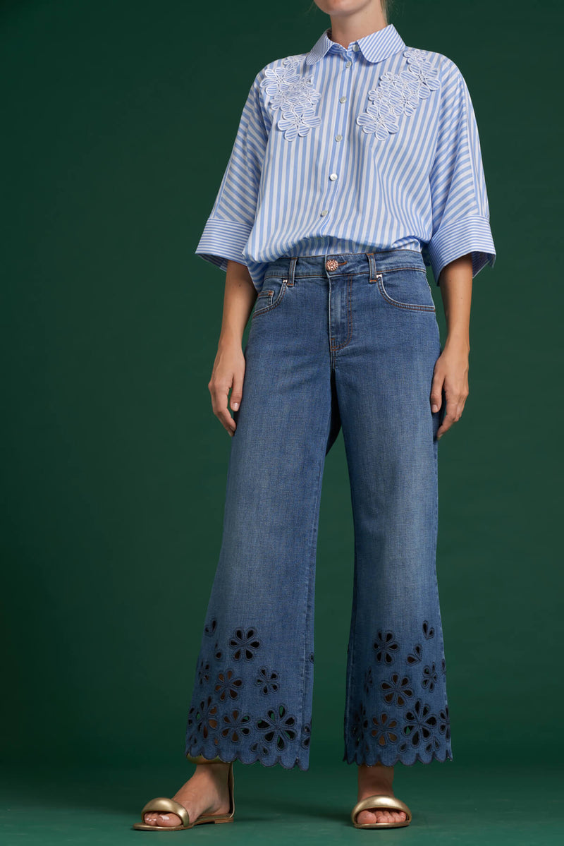 Broderie Anglaise Cropped Jeans