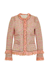 Coral Tweed Fringed Jacket