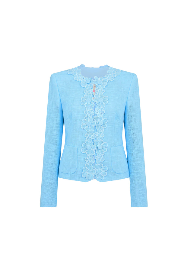 Blue Floral Tweed Jacket