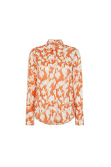 Orange Printed Silk Twill Blouse
