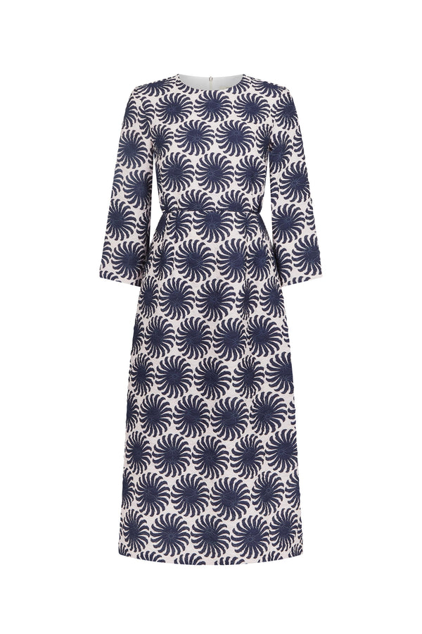 Ink Aster Print Quilted Dress