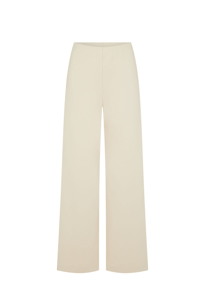 Cream Pull On Wide Leg Trousers