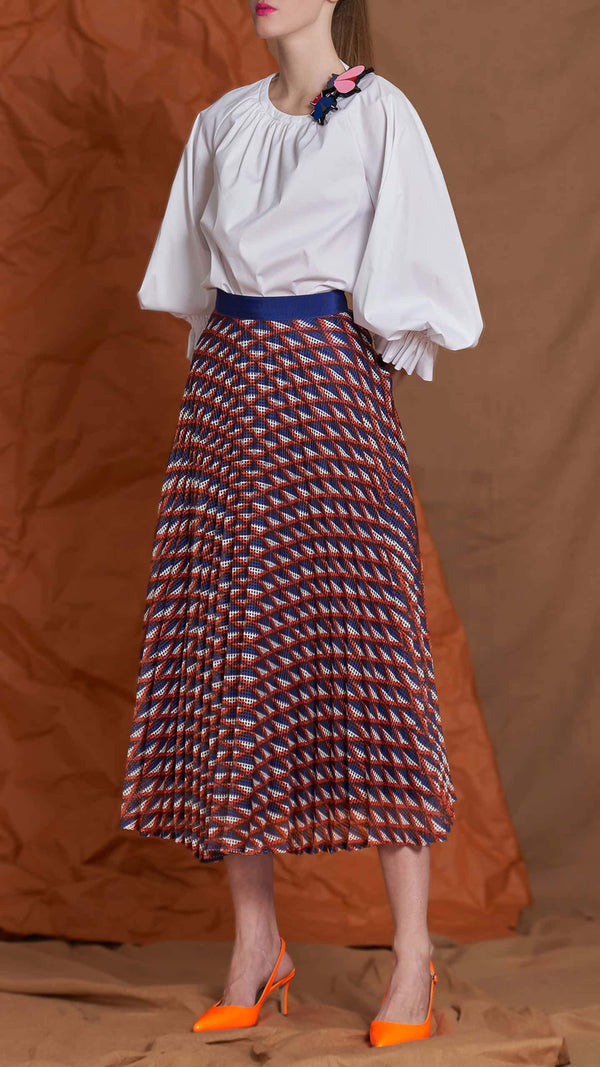 Geometric Pleated Skirt