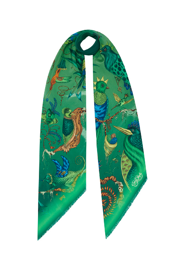 Quetzal Jungle Silk Skinny Scarf
