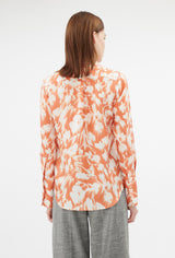 Orange Printed Silk Twill Blouse