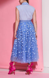 Blue Appliqué Lace Skirt