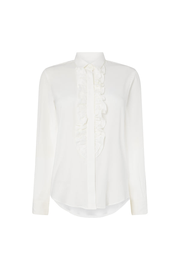 Bianco Silk Ruffle Shirt