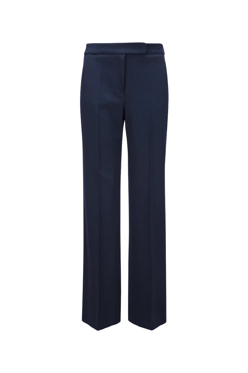 Navy Cotton Wide Leg Trousers