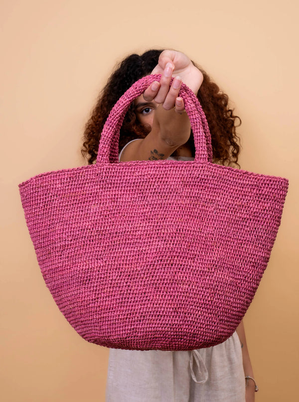 Blush Kapity Raffia Bag