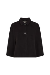 Black Doubleface Wool Cape Jacket
