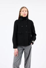 Black Double Breasted Wool Jacket