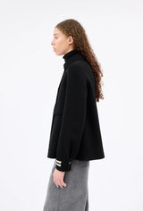 Black Double Breasted Wool Jacket