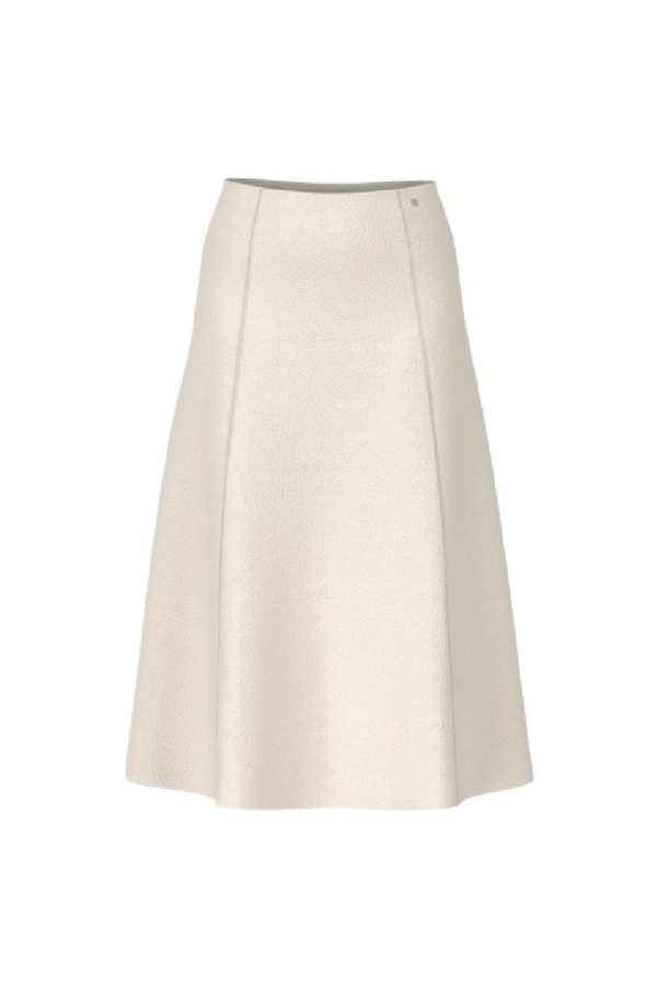 Winter White Boiled Wool Long Skirt