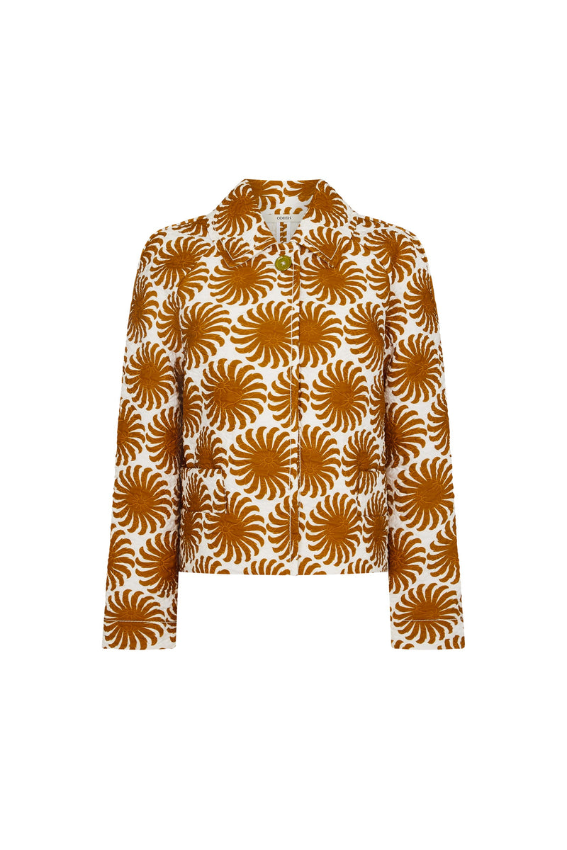 Gold Aster Print Quilted Jacket