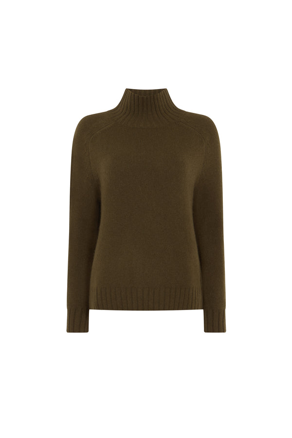 Olive Cashmere Turtle Neck
