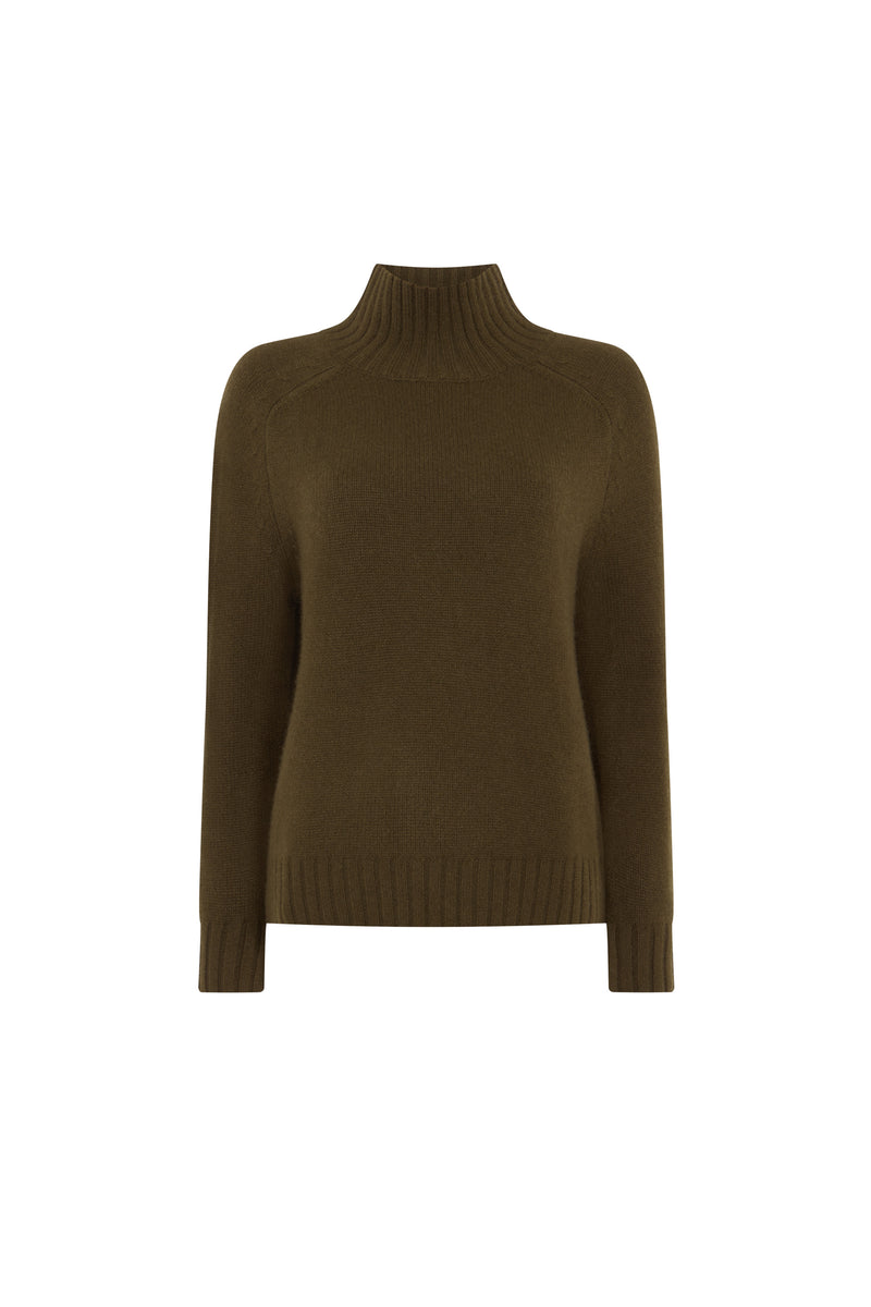 Olive Cashmere Turtle Neck