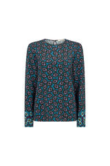 Teal Floral Print Blouse