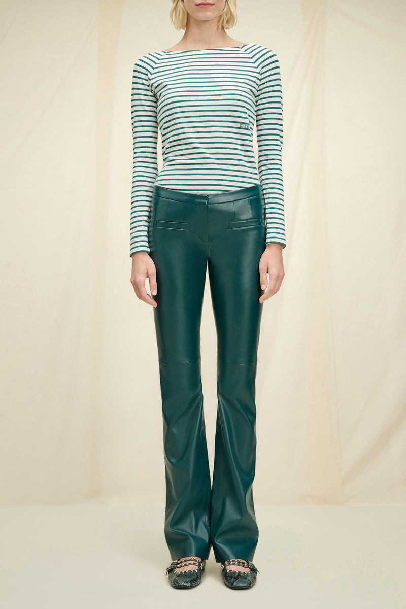 Teal Vegan Leather Trousers