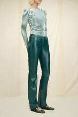 Teal Vegan Leather Trousers