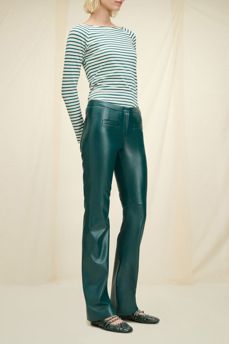 Teal Vegan Leather Trousers