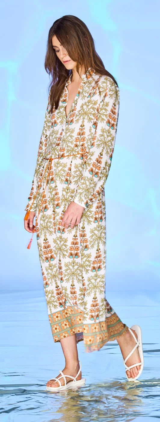 Apricot Printed Maxi Dress