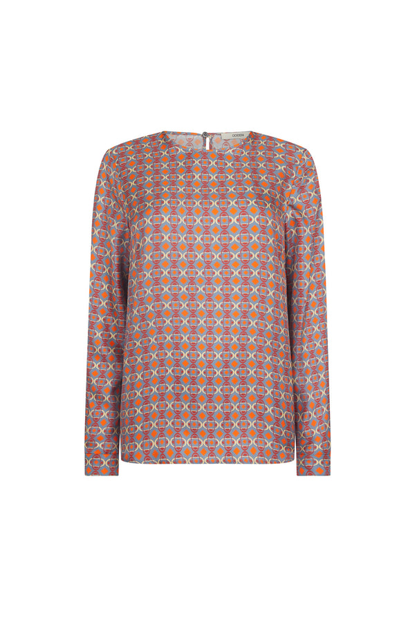 Mosaic Print Silk Blouse