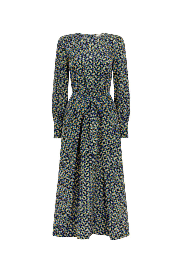 Teal Geometric Print Dress