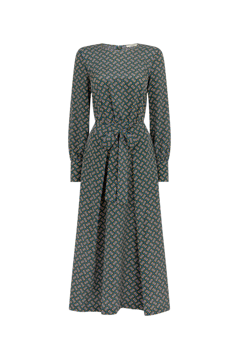Teal Geometric Print Dress
