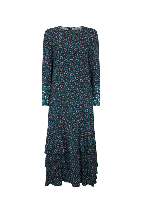 Teal Floral Print Dress