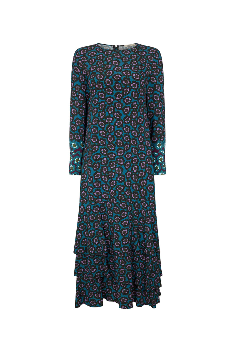 Teal Floral Print Dress