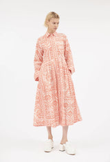 Coral Printed Cotton Dress