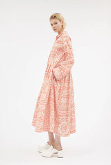 Coral Printed Cotton Dress
