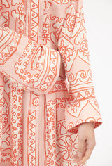 Coral Printed Cotton Dress