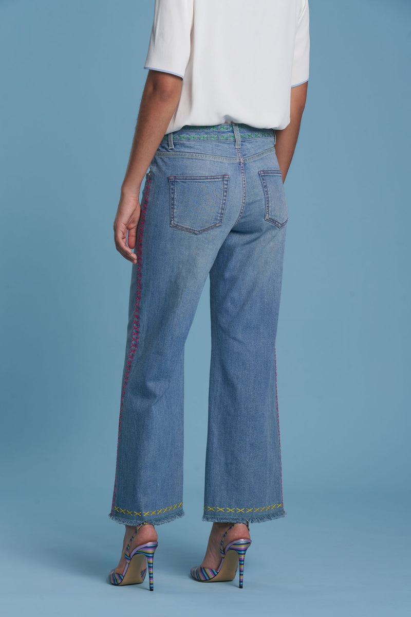 Embroidered Cropped Jeans