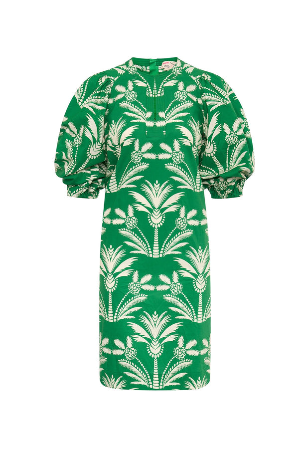 Palm Print Cotton Dress