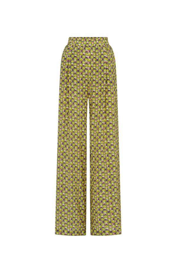 Mimosa Tile Print Silk Trousers