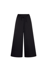 Midnight Taffeta Cropped Wide Leg Trousers