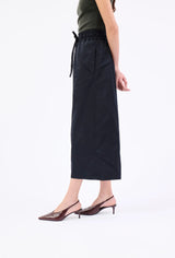 Midnight Taffeta Cropped Wide Leg Trousers