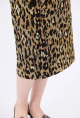 Jacquard Leopard Pencil Skirt