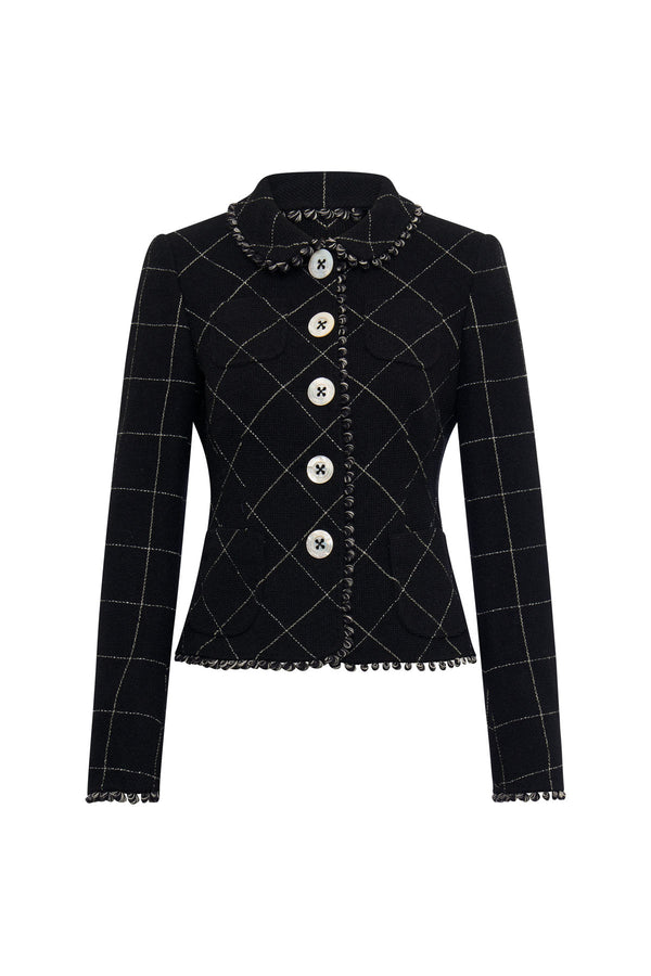 Black Boucle Diagonal Jacket