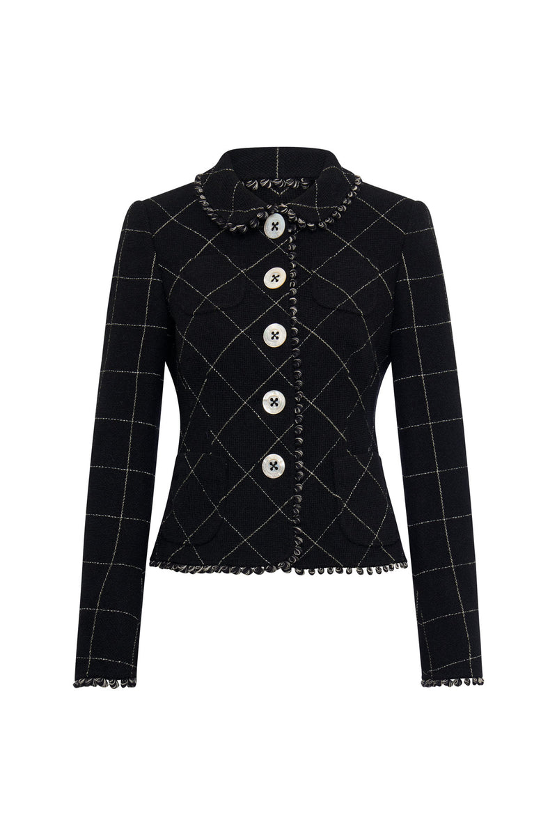 Black Boucle Diagonal Jacket