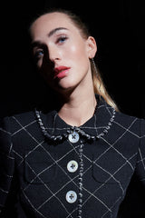 Black Boucle Diagonal Jacket