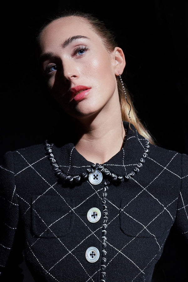 Black Boucle Diagonal Jacket