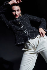 Black Boucle Diagonal Jacket