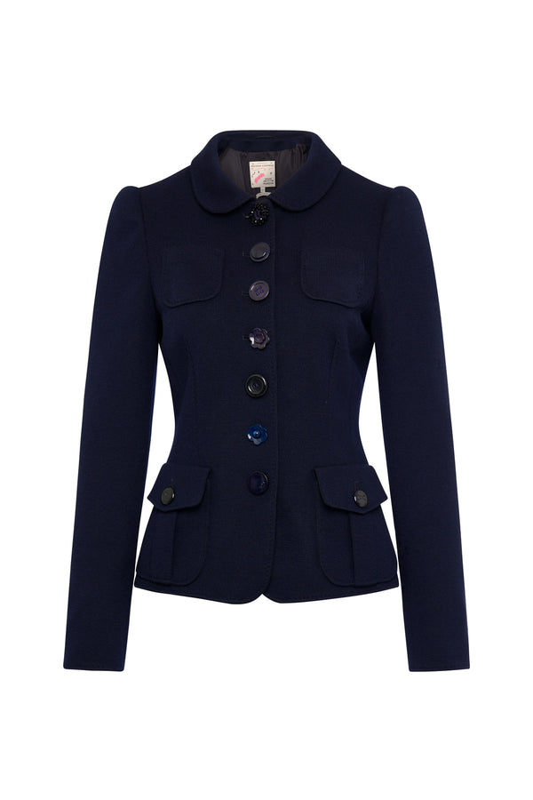 Navy Wool Jersey Jacket