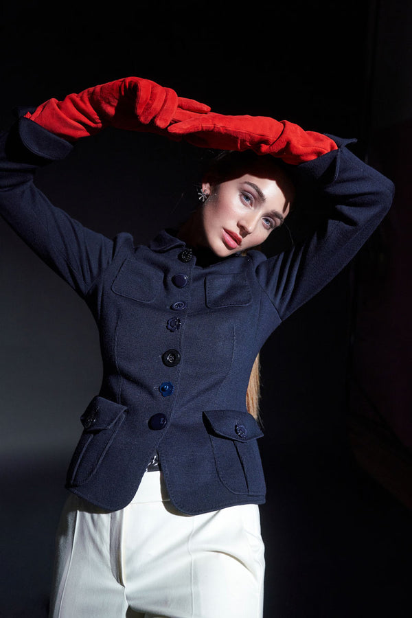 Navy Wool Jersey Jacket