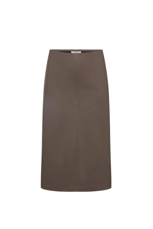 Mink Leather Midi Skirt