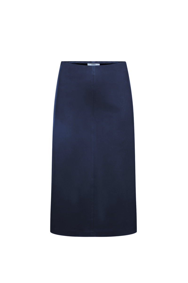 Ink Leather Midi Skirt